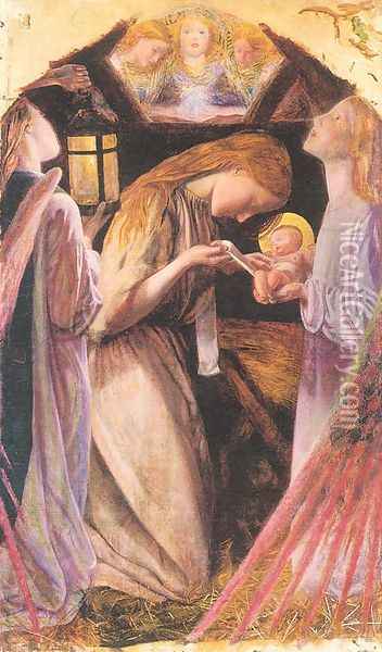 The Nativity (detail) Oil Painting - Arthur Hughes