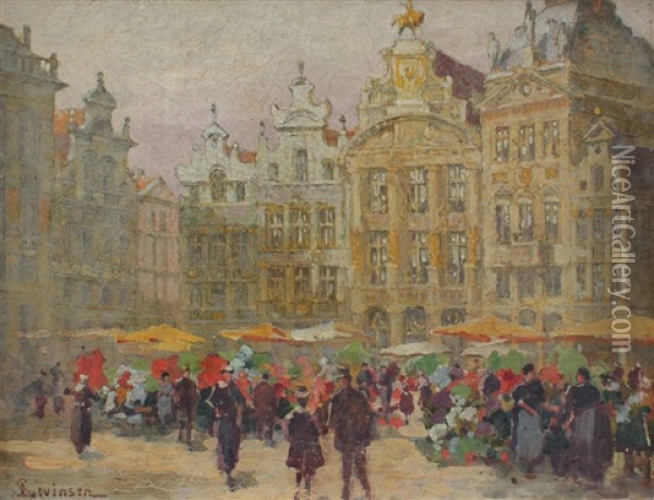Market Scene Oil Painting - Sophus Theobald Levinsen