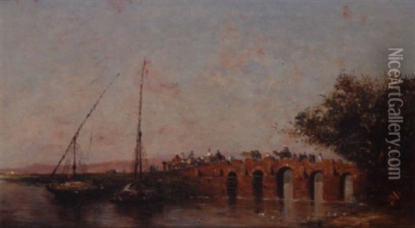 Vieux Pont En Egypte Oil Painting - Narcisse Berchere