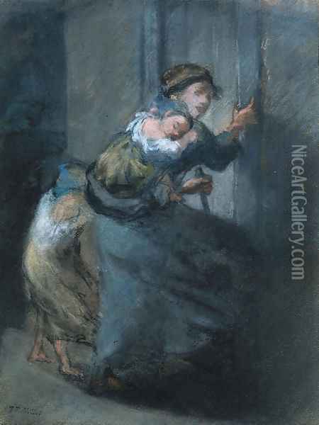 Mere et ses deux enfants Oil Painting - Jean-Francois Millet