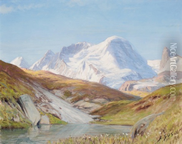 Blick Auf Riffelsee Und Breithorn Oil Painting - Albert Henri John Gos