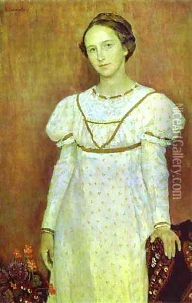 Portrait Of Olga Poletayeva 1912 Oil Painting - Viktor Vasnetsov