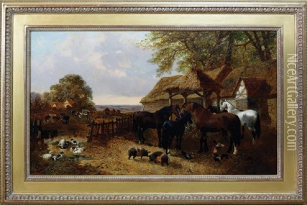 The Stable Yard Oil Painting - John Frederick Herring the Younger