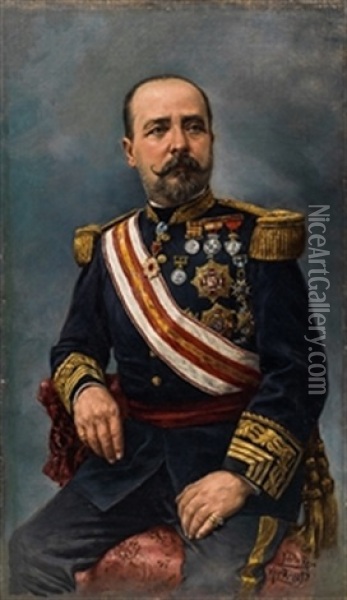 Retrato Del General Parrado Oil Painting - Fabian De La Rosa