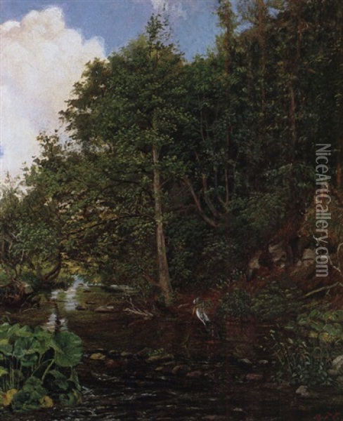 Bachlandschaft Im Wald Oil Painting - Fritz Ebel