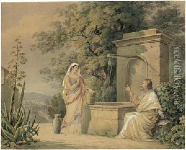 Christus Und Die Samariterin Oil Painting - Friedrich Wilhelm Moritz