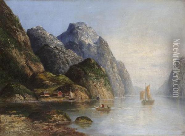 Fjord Oil Painting - Anton Hubner
