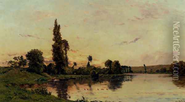 Washerwomen On A Riverbank Oil Painting - Hippolyte Camille Delpy