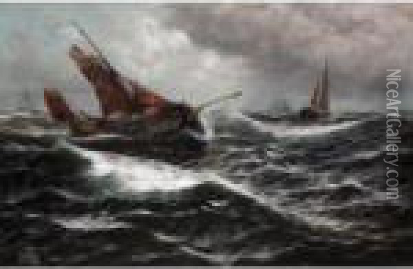 Squally Weather In The Channel Oil Painting - Thomas Rose Miles