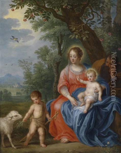 Die Heilige Familie Mit Dem Johannesknaben Und Dem Lamm Oil Painting - Peeter Van Avont