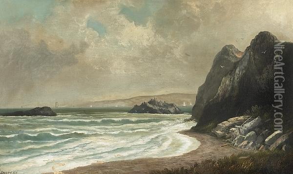 Bay Of San Francisco Near Golden Gate, Seal Rocks Oil Painting - Gideon J. Denny