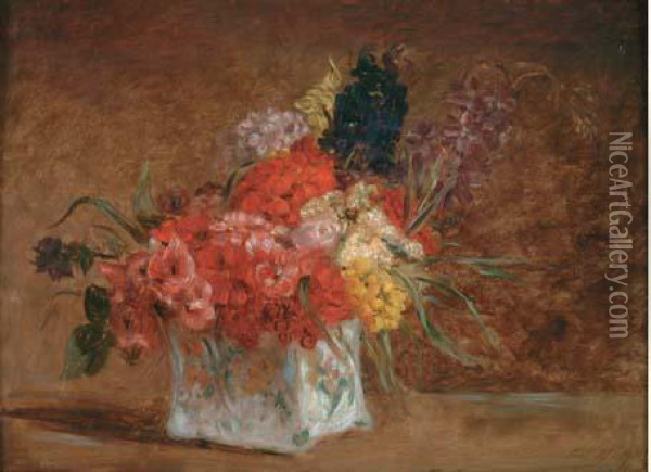 Bouquet Oil Painting - Paul Huet