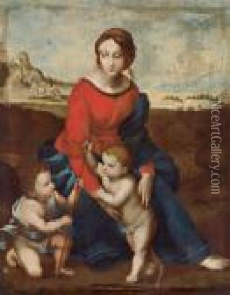 Madonna Im Grunen Oil Painting - Raphael (Raffaello Sanzio of Urbino)