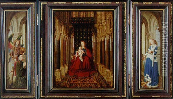 The Virgin And Child Enthroned Oil Painting - Jan Van Eyck