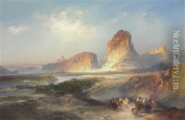 The Cliffs Of Green River, Wyoming Oil Painting - Thomas Moran