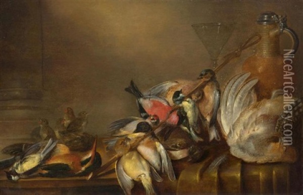Hunting Still Life With Birds Oil Painting - Alexander Adriaenssen the Elder