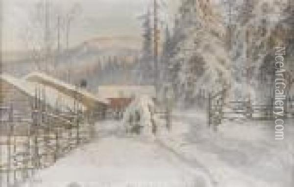 Vinterlandskap Med Gard - Filipstads Bergslag Oil Painting - Anshelm Schultzberg