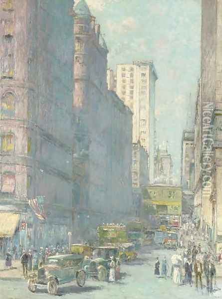 In the Loop, Chicago Oil Painting - William Clusmann