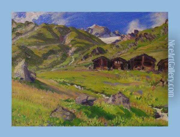 Sommernachmittag Auf Der Alp Oil Painting - Waldemar Fink