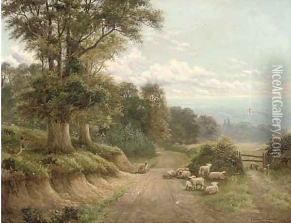 A lane near Dorking, Surrey Oil Painting - Charles Henry Passey