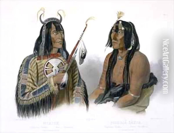Noapeh, an Assiniboin Indian and Psihdja-Sahpa, a Yanktonan Indian Oil Painting - Karl Bodmer