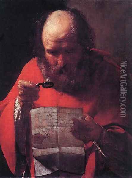 Saint Jerome Reading Oil Painting - Georges de La Tour