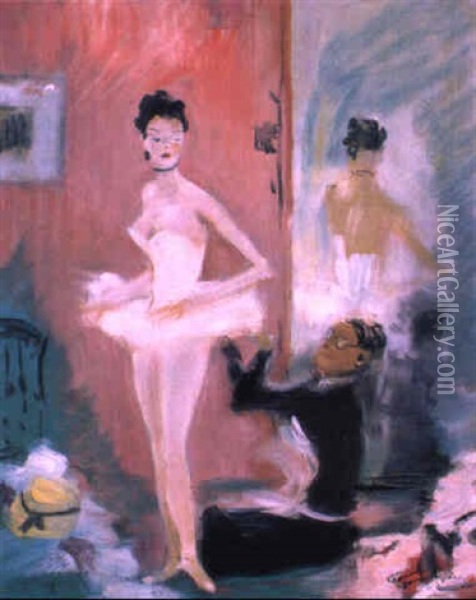 Ballerina Vor Dem Auftritt Oil Painting - Gaston Domergue