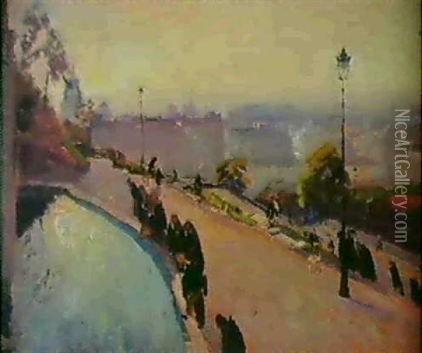Le Bassin A Montmartre Oil Painting - Elie Anatole Pavil