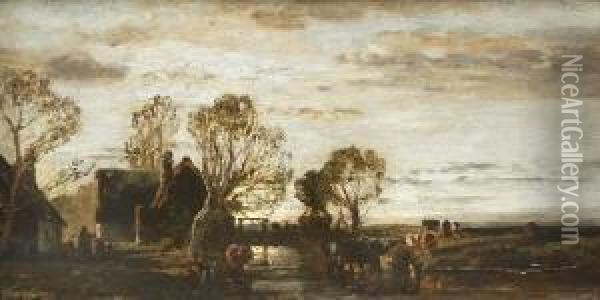 Herbstliche
 Flusslandschaft Oil Painting - Joseph Wenglein
