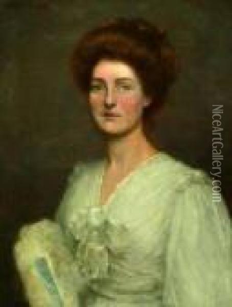 Portrait Of Mrs. Anderson, Signed And Dated 1907 Upper Left Oil Painting - Alfred Ward