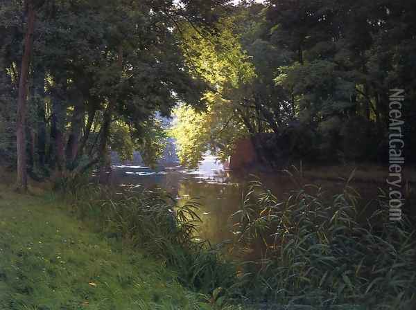 By the River Oil Painting - Henri Biva