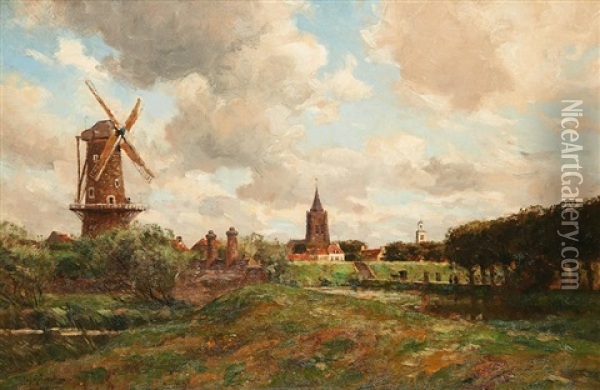Paysage Avec Moulin Oil Painting - Victor Olivier Gilsoul