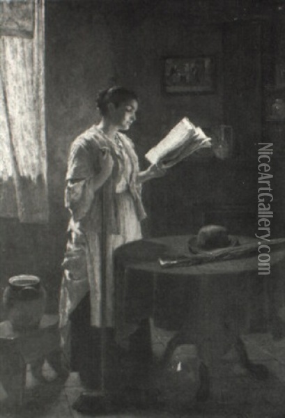 The Morning Paper Oil Painting - Haynes King
