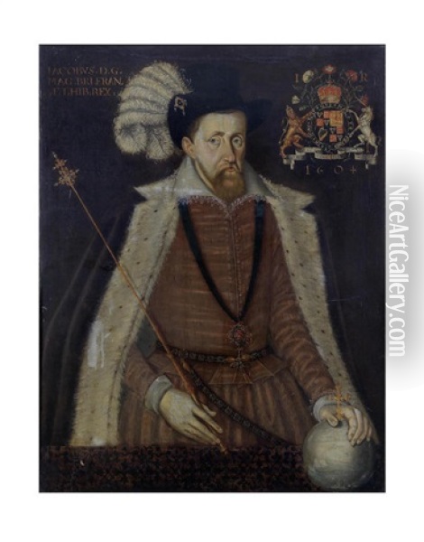 Portrait Of King James I Of England And Vi Of Scotland Oil Painting - John Decritz the Elder