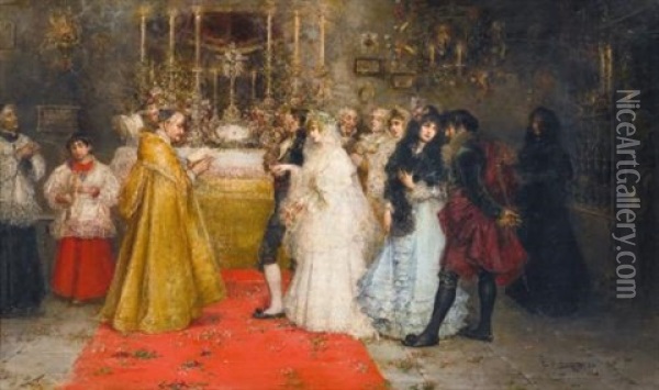 The Wedding Vows Oil Painting - Juan Pablo Salinas