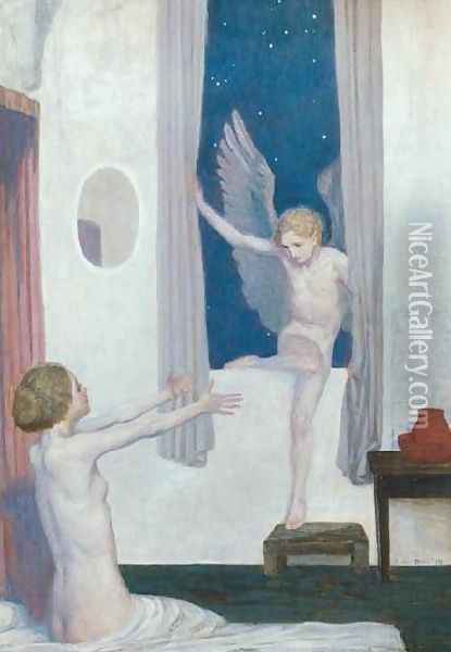 Cupid's Visit Oil Painting - Robert Anning Bell