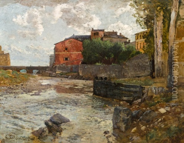 Bucht Von Rapallo Oil Painting - Gustav Schoenleber