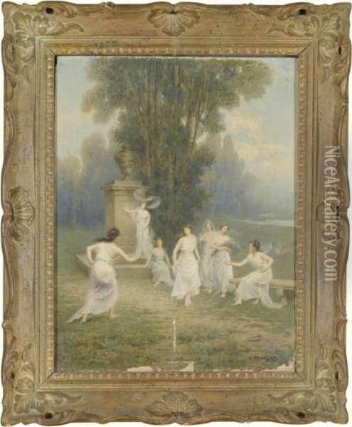 Frolicking Nymphs Oil Painting - Emile Louis Foubert