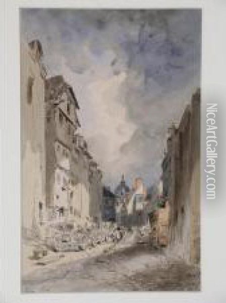 Rue Anime A Wurtzbourg Oil Painting - Gaston-Marie-Anatole Roullet
