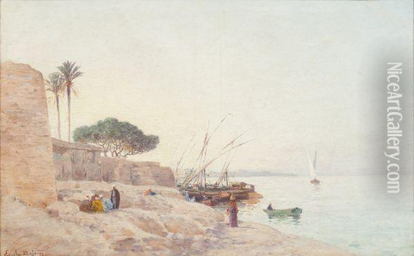 Paysage Au Bord Du Nil. Oil Painting - Emile Boivin