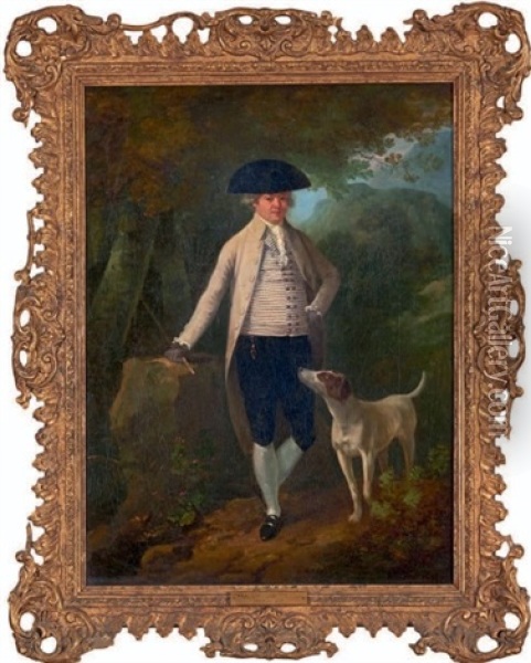 Portrait D'homme Debout Avec Son Chien Oil Painting - Francis Wheatley