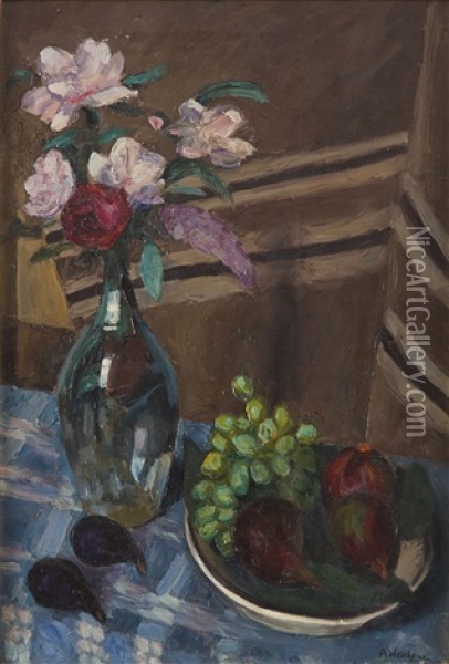 Still Life With Figs And Grapes Oil Painting - Abraham Weinbaum