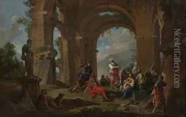 The Cumaean Sibyl Delivering the Oracles, c.1741 Oil Painting - Giovanni Paolo Panini