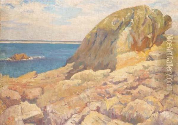 Paysage: Le Rocher Devant La Mer Oil Painting - Robert Delaunay