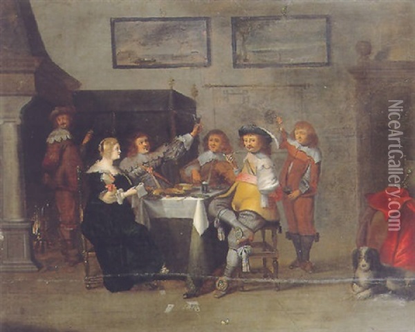 Scene De Taverne Oil Painting - Christoffel Jacobsz. Van Der Lamen