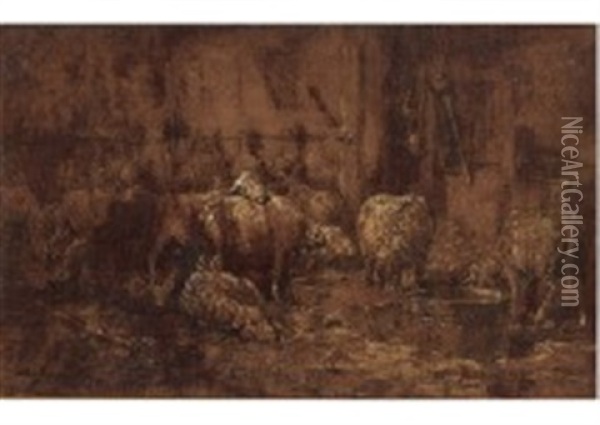 Bergerie Oil Painting - Charles Emile Jacque