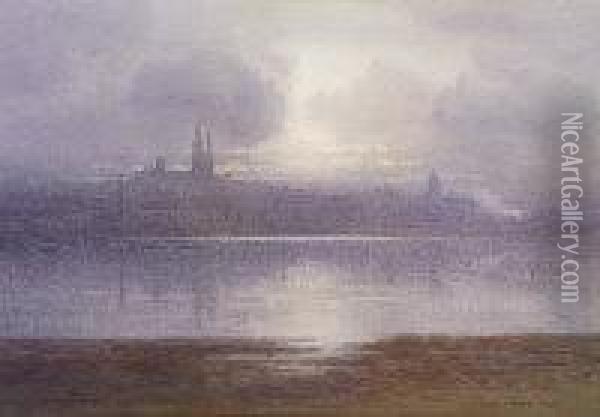 City At Daybreak Oil Painting - George, Captain Drummond-Fish
