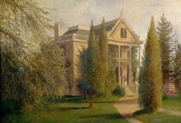 View of Dungan Manor House, Staten Island, 1876 Oil Painting - James Henry Wright