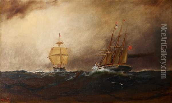 Stormy Seas Oil Painting - Alexander Charles Stuart