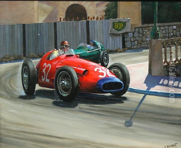 Fangio At Monaco1957 Oil Painting - Frederick Scott Archer